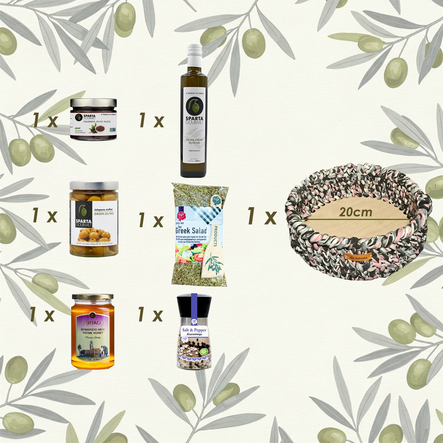 Grüne Delikatessen – Greek Harmony Deluxe Geschenkbox | Gourmet Delikatessen & Handgefertigter Korb aus Polen