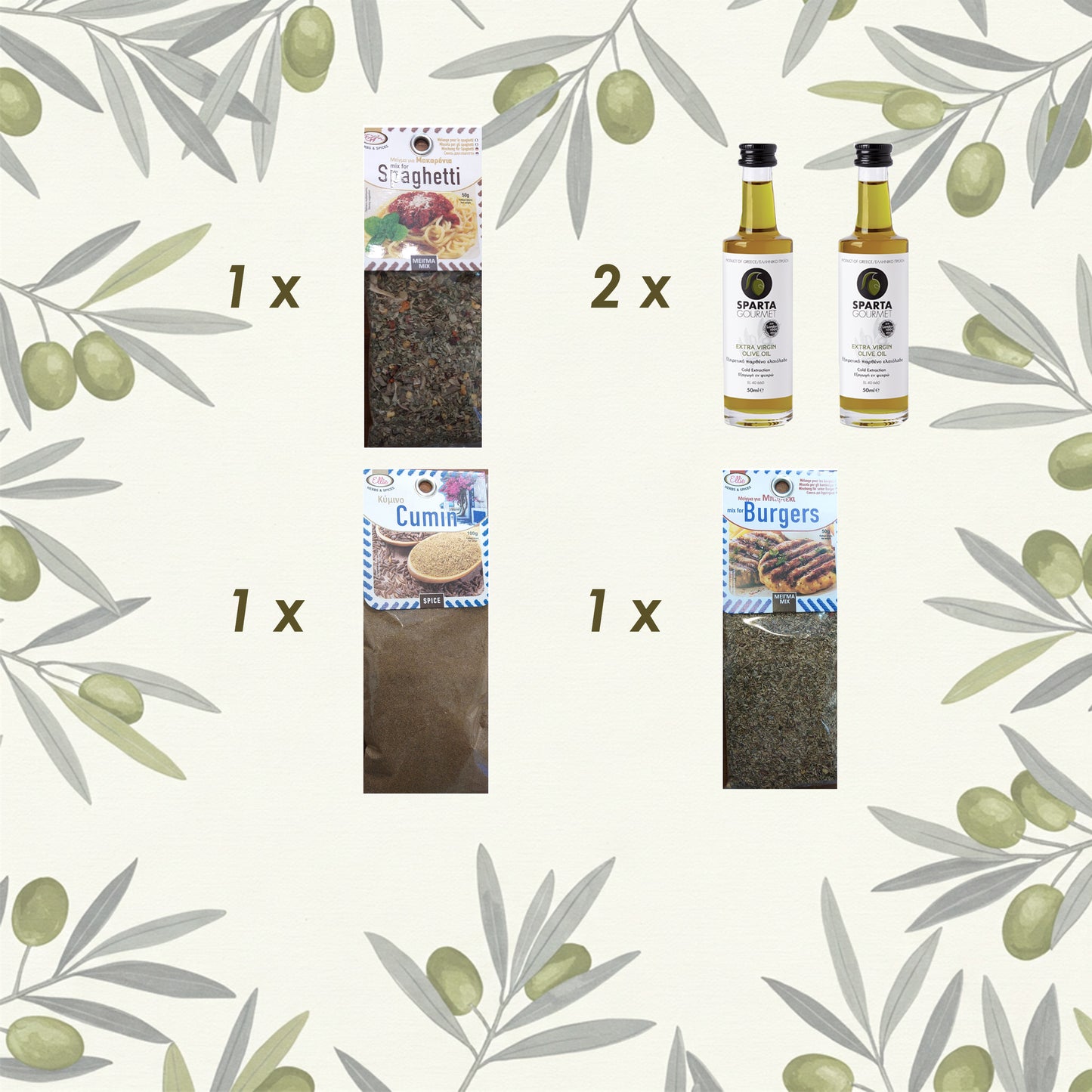 Grüne Delikatessen-Geschenkbox „Aromen der Sonne“ – Mediterrane Gewürze & Bio Olivenöl 🌿✨