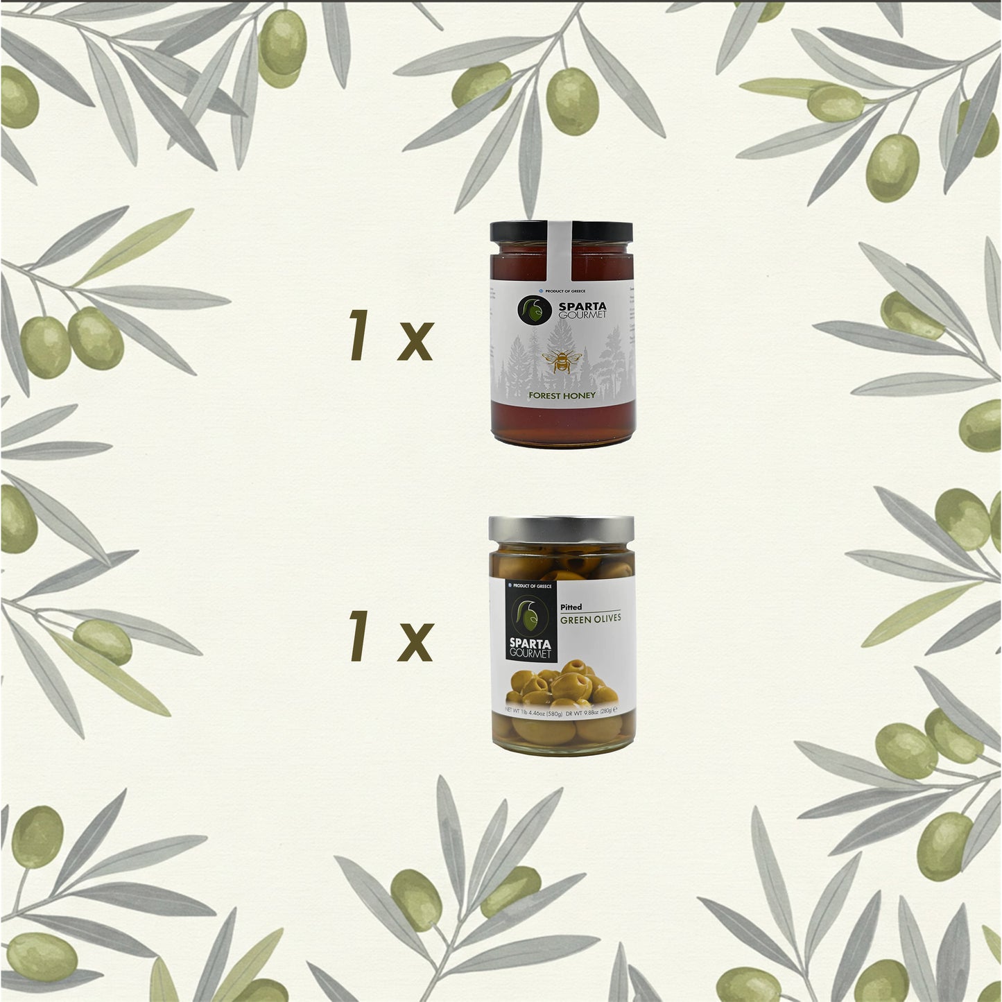 Grüne Delikatessen – Greek Nature Harmony Geschenkbox | Griechische Oliven & Premium Waldhonig aus Sparta
