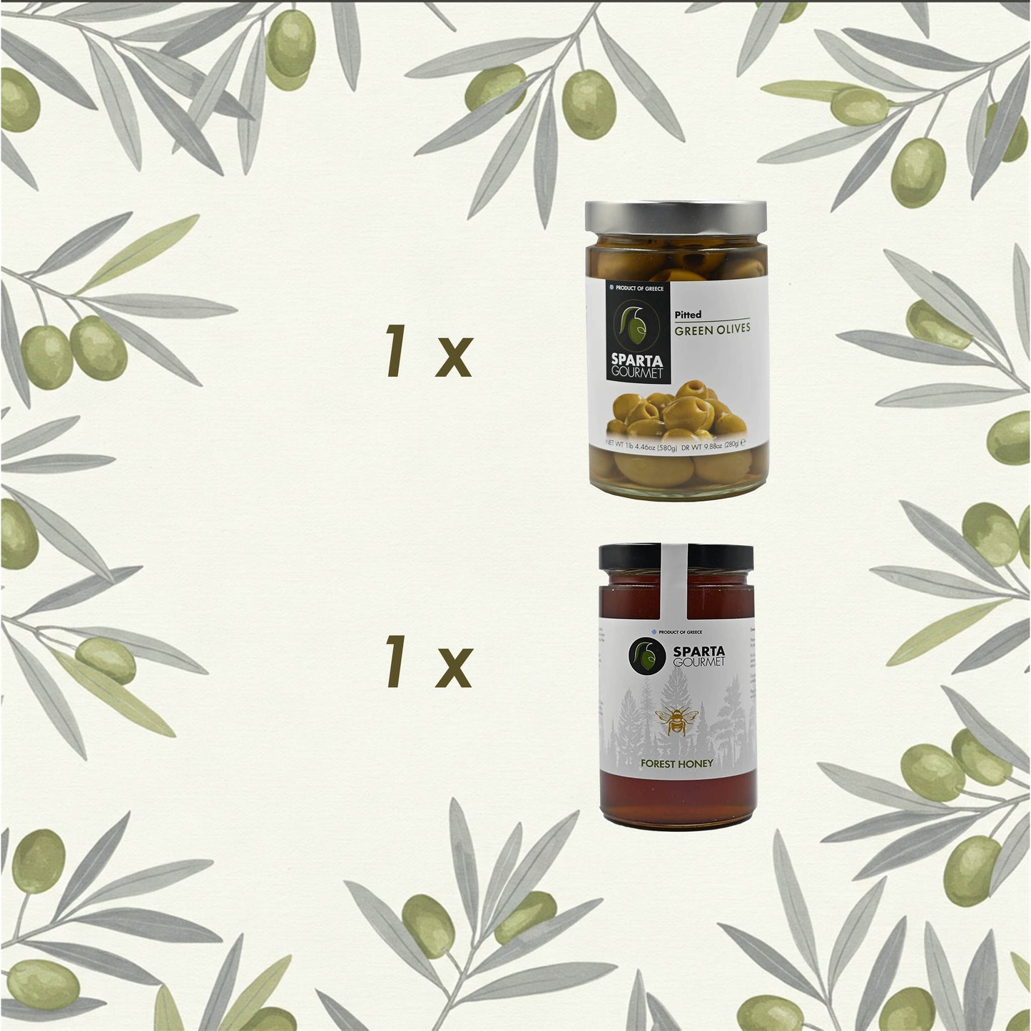 Grüne Delikatessen – Greek Nature Harmony Geschenkbox | Griechische Oliven & Premium Waldhonig aus Sparta