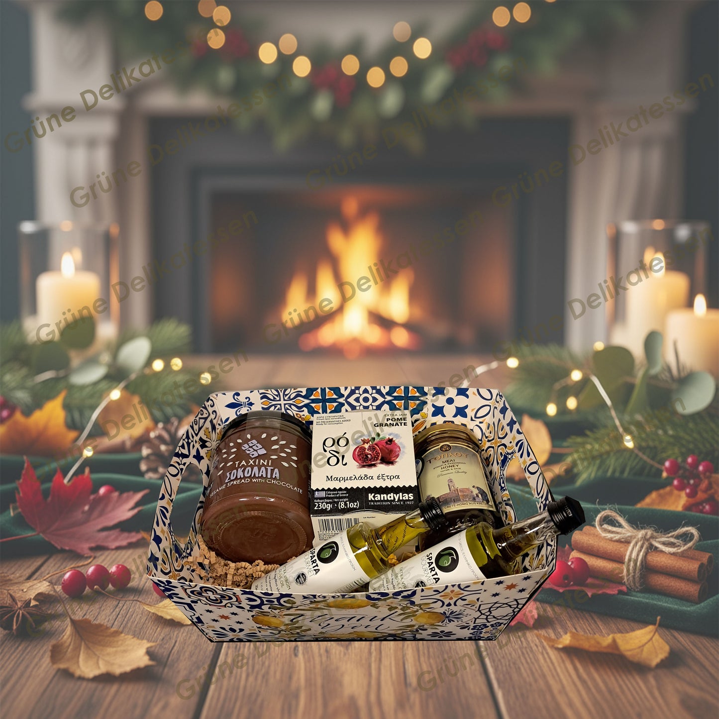 Grüne Delikatessen – Sweet Harmony Geschenkbox | Tahini, Granatapfel & Premium Olivenöle