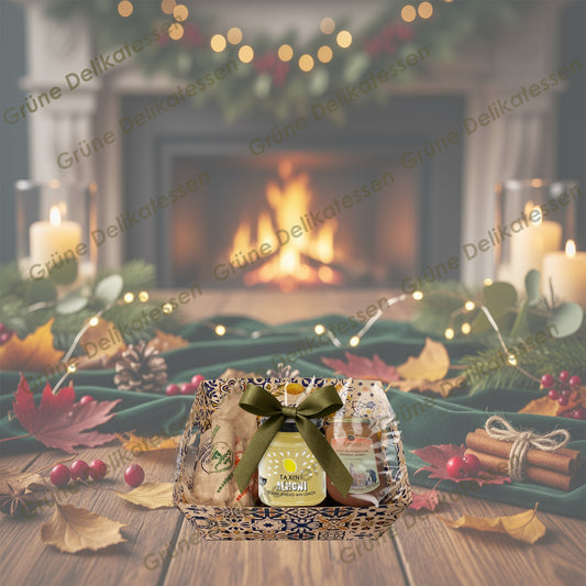 Grüne Delikatessen Geschenkpaket – Handgemachte Alfajores, Premium Tahini & Kretischer Thymianhonig ✨🍯