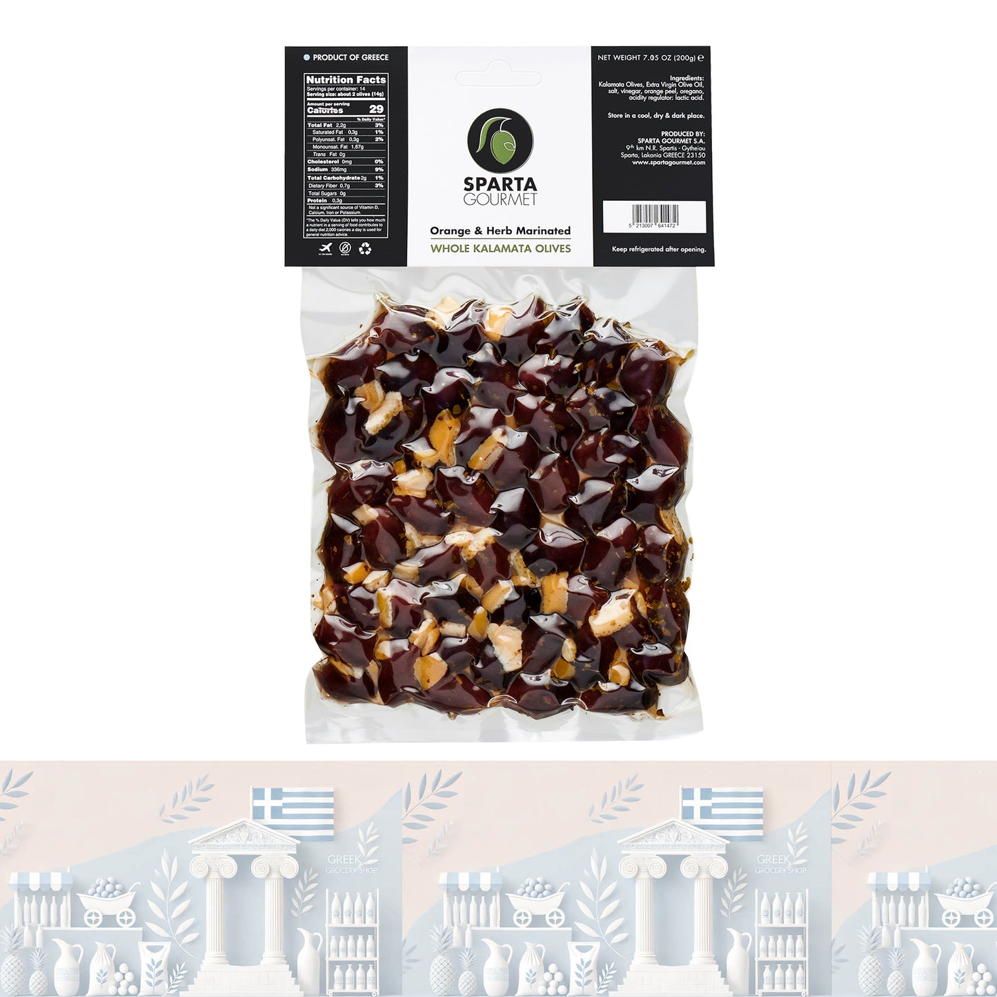 Sparta Kalamata Oliven 🍊 Orange & Kräuter (200g) ∣ grüne delikatessen